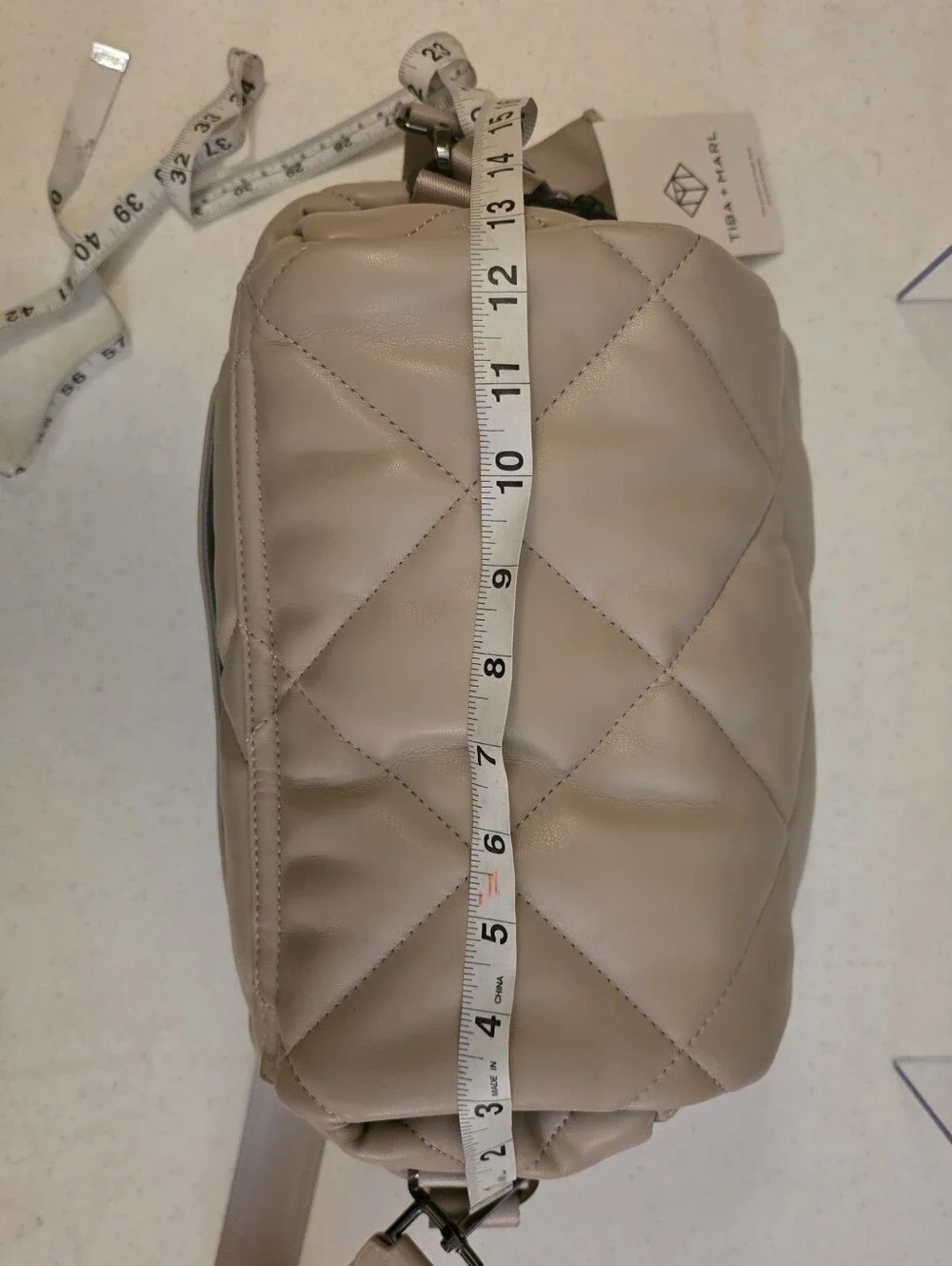 Tiba + Marl Nova Eco Compact Quilted Crossbody Diaper Bag Oyster Color NWT